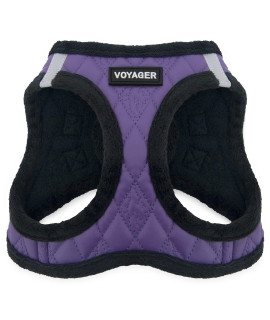 Voyager Step-In Plush Dog Harness - Soft Plush, Step In Vest Harness for Small and Medium Dogs by Best Pet Supplies - Harness (Purple Faux Leather), S (Chest: 14.5 - 16)
