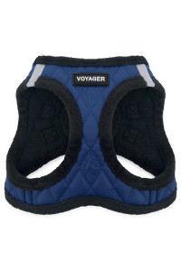 Voyager Step-In Plush Dog Harness - Soft Plush, Step In Vest Harness for Small and Medium Dogs by Best Pet Supplies - Harness (Royal Blue Faux Leather), S (Chest: 14.5 - 16)
