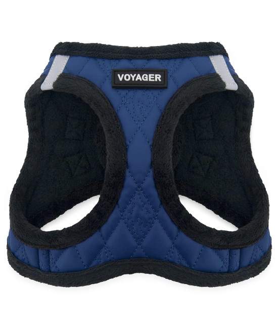 Voyager Step-In Plush Dog Harness - Soft Plush, Step In Vest Harness for Small and Medium Dogs by Best Pet Supplies - Harness (Royal Blue Faux Leather), S (Chest: 14.5 - 16)
