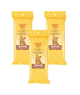 Burt's Bees for Pets Cat Natural Dander Reducing Wipes Kitten and Cat Wipes for Grooming Cruelty Free, Sulfate & Paraben Free, pH Balanced for Cats - Made in USA - 3 Pack
