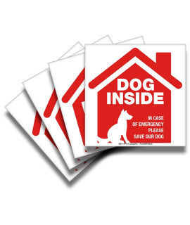 iSYFIX Dog Inside Alert Signs Stickers - 4 Pack 5x5 Inch - Premium Self-Adhesive Vinyl, Laminated for Ultimate UV, Weather, Scratch, Water and Fade Resistance, Indoor and Outdoor