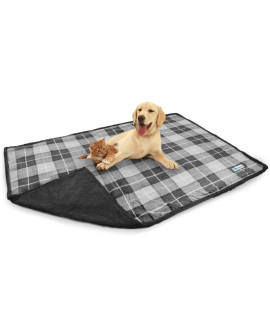 PetAmi WATERPROOF Dog Blanket For Medium Large Dog, Pet Puppy Blanket Couch Cover Protection, Sherpa Fleece Cat Blanket Sofa Bed Furniture Protector Reversible Soft Plush Washable 60x40 Plaid Charcoal