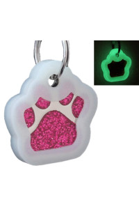 io tags Pet ID Tags, Personalized Dog Tags and Cat Tags, Custom Engraved, Easy to Read, Cute Glitter Paw Pet Tag (Pink + Silencer)