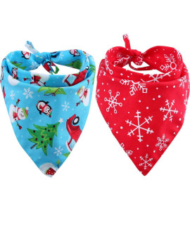 2 Pack Christmas Dog Bandana Reversible Triangle Bibs Scarf Accessories for Dogs Cats Pets Animals