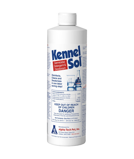 KennelSol 1-Step Kennel Cleaner - EPA Registered Liquid Concentrate Disinfectant and Deodorizer, Effective Against Bacteria and Viruses - 1 Pint by Alpha Tech Pet