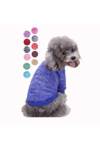 Bwealth Dog Clothes Soft Pet Apparel Thickening Fleece Shirt Warm Winter Knitwear Sweater for Small and Medium Pet (S, Dark Blue)