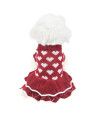 Christmas Small Dog Sweaters Female Girl Red Winter Warm Dog Princess Dress Clothes Dachshund Chihuahua Corgi (XS(Bust 11.8inch), Red Heart)