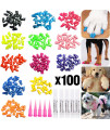 VICTHY 100pcs Dog Nail Caps, Glitter Colors Pet Dog Soft Claws Nail Cover for Dog Claws with Glue and Applicators, Extra Small