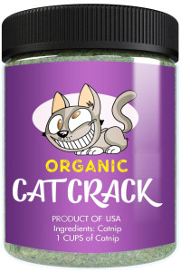 Cat Crack Organic Catnip, 100% Natural Cat Nips Organic Blend That Energizes and Excites Cats, Safe Catnip Treats Used for Cat Play, Cat Training, & New Organic Catnip Toys for Cats(1 Cup Organic)