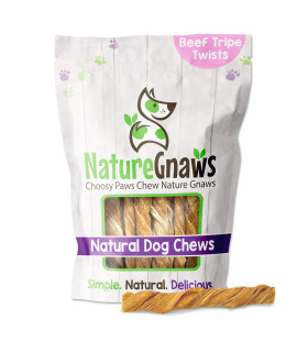 Nature Gnaws Tripe Twists for Dogs - Premium Natural Beef Sticks - Simple Single Ingredient Crunchy Dog Chew Treats - Rawhide Free 5 Count (Pack of 1)
