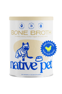 Native Pet Bone Broth & Dog Food Topper for Picky Eaters Dog Gravy Topper for Dry Food Chicken Bone Broth Powder for Dogs Bone Broth for Cats 11.5oz