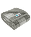 PetAmi Dog Blanket for Medium Large Dogs, Pet Bed Blanket Cat Puppy Kitten, Fleece Furniture Couch Cover Protector Sofa Car, Soft Sherpa Dog Throw Plush Reversible Washable, 40x60 Plaid Light Gray