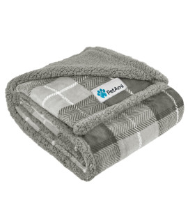 PetAmi Dog Blanket for Medium Large Dogs, Pet Bed Blanket Cat Puppy Kitten, Fleece Furniture Couch Cover Protector Sofa Car, Soft Sherpa Dog Throw Plush Reversible Washable, 40x60 Plaid Light Gray