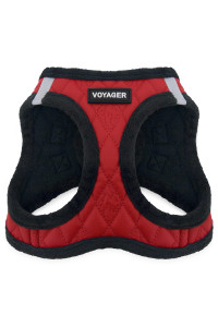 Voyager Step-In Plush Dog Harness - Soft Plush, Step In Vest Harness for Small and Medium Dogs by Best Pet Supplies - Harness (Red Faux Leather), XL (Chest: 20.5 - 23)