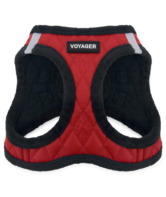 Voyager Step-In Plush Dog Harness - Soft Plush, Step In Vest Harness for Small and Medium Dogs by Best Pet Supplies - Harness (Red Faux Leather), XL (Chest: 20.5 - 23)