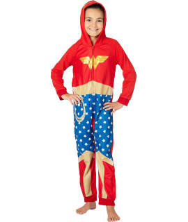 DC Comics Big Girls' Wonder Woman Costume Outfit One Piece Pajama Union Suit (7/8)