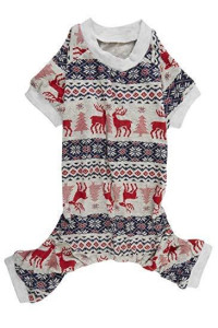 Xmas Grey Reindeer Clothes Cotton Pet Dog Pajamas Jumpshit X-Large 22 Back Length,Girth 26-32