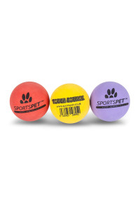SPORTSPET Tough Bounce - Highly Durable - Premium Non Toxic Rubber Dog Ball - 3pk