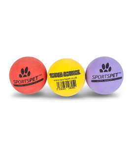 SPORTSPET Tough Bounce - Highly Durable - Premium Non Toxic Rubber Dog Ball - 3pk