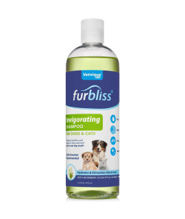VETNIQUE Furbliss Dog Grooming Shampoos and Conditioner No Wet Dog Smell Botanical and Essential Oils to Clean and Deodorize Coat for Dogs and Cats (16oz Invigorating Scent Shampoo)
