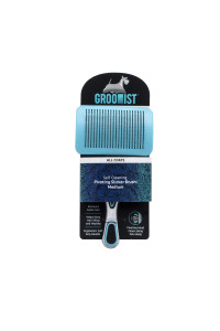 Groomist Slicker Dog Brush for Medium Dogs, with Ergonomic Handle Self Cleaning Slicker Brush for Dogs Pivoting Slicker Dog Brush for Shedding to Take Care of Loose Hairs and Mats