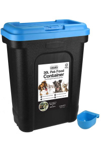 ASAB Dry Pet Food Storage container-Top Flip Bin Lid with Scoop-Blue-Large, std, Standard