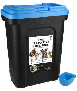ASAB Dry Pet Food Storage container-Top Flip Bin Lid with Scoop-Blue-Large, std, Standard