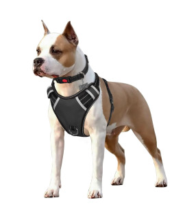 BABYLTRL Big Dog Harness No Pull Adjustable Pet Reflective Oxford Soft Vest for Large Dogs Easy Control Harness (M, Black)