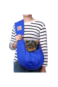 TOMKAS Dog Sling Carrier for Small Dogs - Royal Blue , Adjustable Strap & Zipper Pocket, Up to 10 lbs. Perfect Puppy Carrier for Small Dogs