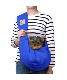TOMKAS Dog Sling Carrier for Small Dogs - Royal Blue , Adjustable Strap & Zipper Pocket, Up to 10 lbs. Perfect Puppy Carrier for Small Dogs