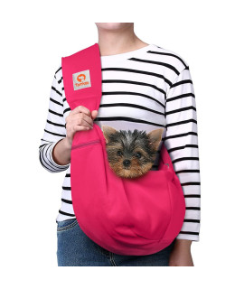 TOMKAS Dog Sling Carrier for Small Dogs Puppy Carrier for Small Dogs (Rose red, adjustable strap for 3 - 10 lbs & Zipper Pocket)