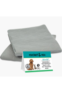 rocket & rex Washable Pee Pads for Dogs Reusable Puppy Pads, Training Pads for Dogs Super Absorbent & Eco-Friendly Dog Pee Pads Single Purchase, Less Waste Small Business 2-Pack, 22 x 22