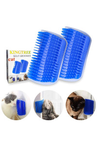 Kingtree Cat Corner Scratchers Self Groomer Brush, 2 Pack Cat Groomer Wall Corner Brushes for Indoor Cats, Soft Pet Self Grooming Brushes Face Massage Combs for Long & Short Fur Cats Dogs Kitten Puppy