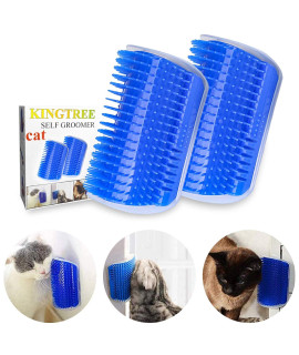 Kingtree Cat Corner Scratchers Self Groomer Brush, 2 Pack Cat Groomer Wall Corner Brushes for Indoor Cats, Soft Pet Self Grooming Brushes Face Massage Combs for Long & Short Fur Cats Dogs Kitten Puppy