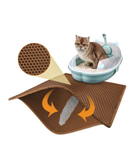 Pieviev Cat Litter Mat Double Layer Waterproof Urine Proof Trapping Mat 1 Pack (30''X24'', Brown)