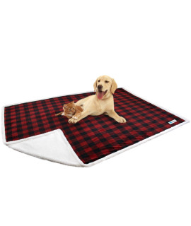 PetAmi Waterproof Dog Blanket for Medium Large Dog, Pet Puppy Blanket Couch Cover Protection, Fleece Cat Blanket Washable Throw, Couch Sofa Bed Furniture Protector Reversible Soft 60x40 Checker Red