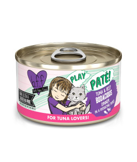 B.F.F. PLAY - Best Feline Friend Pat? Lovers, Aw Yeah!, Tuna & Beef Bodacious with Tuna & Beef, 2.8oz Can (Pack of 12)