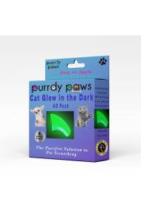 Purrdy Paws 6 Month Supply Soft Nail Caps for Cats Green Glow in The Dark Small - Extra Adhesives