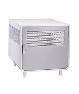 Staart Wooden Indoor Pet crateKennel and End Table console DAcor Furniture- Medium 23 x 30 x 24- Alpine White and Light gray
