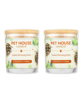 One Fur All, Pet House Candle-100% Plant-Based Wax Candle-Pet Odor Eliminator for Home-Non-Toxic and Eco-Friendly Air Freshening Scented Candles-Odor Eliminating Candle-(Pack of 2, Evergreen Forest)