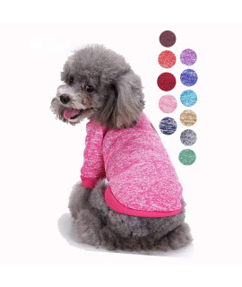 Bwealth Dog Clothes Soft Pet Apparel Thickening Fleece Shirt Warm Winter Knitwear Sweater for Small and Medium Pet (L, Rose red)