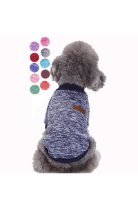 Bwealth Dog Clothes Soft Pet Apparel Thickening Fleece Shirt Warm Winter Knitwear Sweater for Small and Medium Pet (XL, Navy Blue)