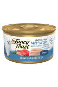 Purina Fancy Feast Grain Free Wet Cat Food Pate Gourmet Naturals Trout and Tuna Recipe - 3 Oz. Can