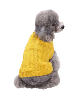Small Dog Sweaters Knitted Pet Cat Sweater Warm Dog Sweatshirt Dog Winter Clothes Kitten Puppy Sweater (X-Small,Yellow)