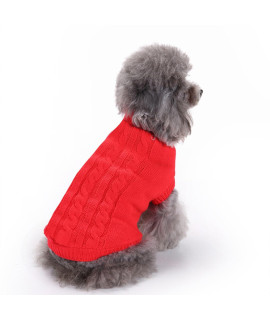 CHBORCHICEN Small Dog Sweaters Knitted Pet Cat Sweater Warm Dog Sweatshirt Dog Winter Clothes Kitten Puppy Sweater (Small,Red)