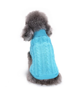 CHBORCHICEN Small Dog Sweaters Knitted Pet Cat Sweater Warm Dog Sweatshirt Dog Winter Clothes Kitten Puppy Sweater (Medium,Sky Blue)