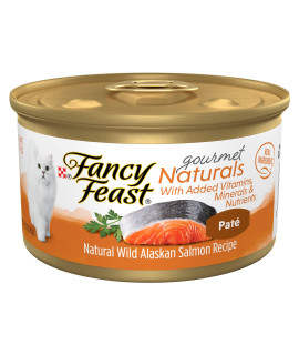 Purina Fancy Feast Grain Free Wet Cat Food Pate Gourmet Naturals Wild Alaskan Salmon Recipe - 3 oz. Can