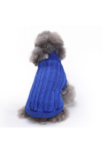 Small Dog Sweaters Knitted Pet Cat Sweater Warm Dog Sweatshirt Dog Winter Clothes Kitten Puppy Sweater (Medium,Dark Blue)