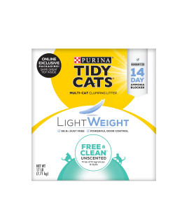 Purina Tidy Cats Low Dust Clumping Cat Litter, LightWeight Free & Clean Unscented, Multi Cat Litter - 17 lb. Box