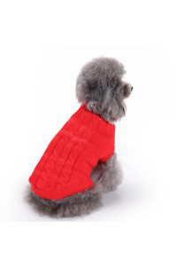 Small Dog Sweaters Knitted Pet Cat Sweater Warm Dog Sweatshirt Dog Winter Clothes Kitten Puppy Sweater (X-Small,Red)
